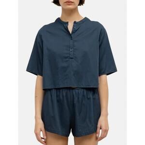 NEW LESET yoko short sleeve henley tee in midnight